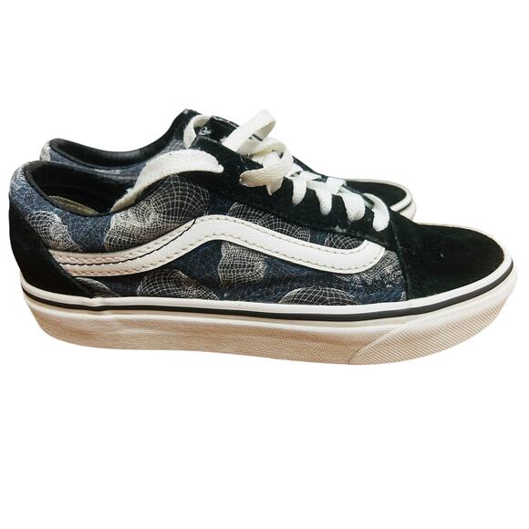 Vans Old Skool Skull Graphic Sneakers Women’s 5 Black Canvas Suede Toe - Picture 1 of 6